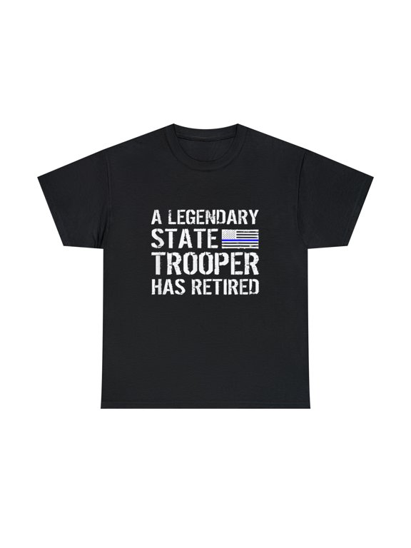 Retired State Trooper Retirement Thin Blue Line Us Flag Tshirt