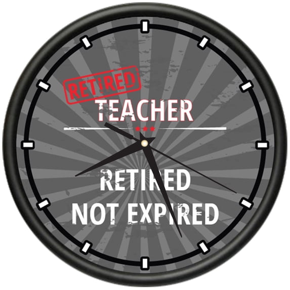 Retired Teacher Design Wall Clock | Precision Quartz Movement | Retired Not Expired Funny Home Décor | Home, Office or Bedroom Decoration Retirement Personalized Gift