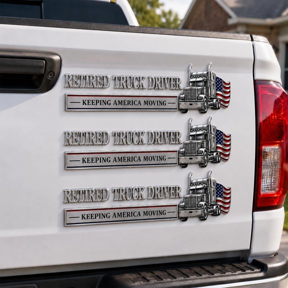 Retired Truck Driver Car Emblem Badge, Driver Retirement Gift | Truck Driver Edition Emblem Car Decals, Adhesive 3D Metal Retirement Badge Emblem Sticker, Metal Auto Sticker Decoration