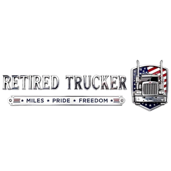 Retired Truck Driver Car Emblem Badge, Patriotic Truck Driver Edition Emblem Car Decals, Adhesive 3D Metal Retirement Badge Emblem Sticker, Letters Raised Metal Fenders Auto Sticker, Universal Fit