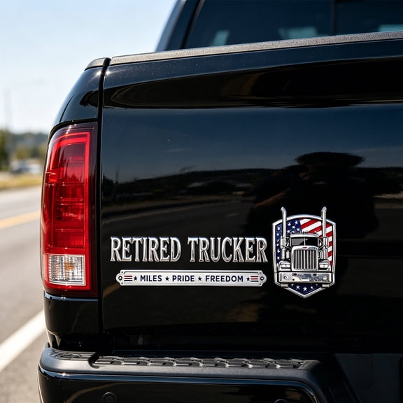 Retired Truck Driver Car Emblem Badge, Truck Driver Edition Emblem Car Decal, Adhesive 3D Metal Retirement Badge Emblem Sticker, Letters Raised Metal Fenders Auto Sticker, 1pc