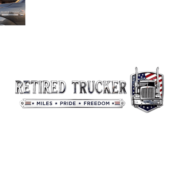Retired Truck Driver Car Emblem Badge, Universal Truck Driver Edition Emblem Car Decals, Adhesive 3D Metal Retirement Badge Emblem Sticker, 1pc Gloss Plastic Raised Letter Fender Decal