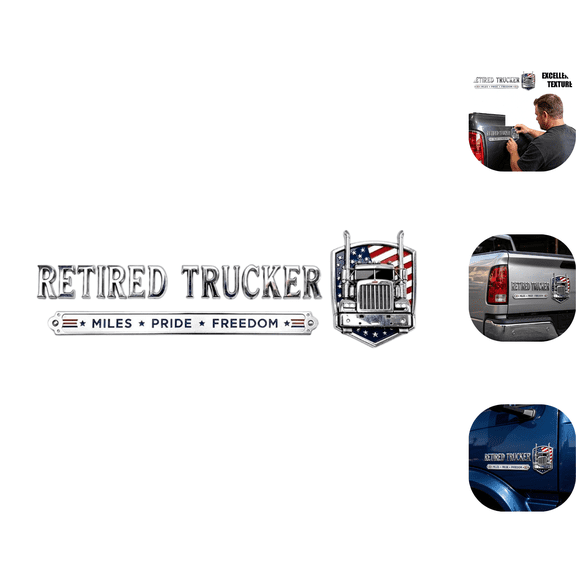 Retired Truck Driver Car Emblem Badge, Universal Truck Driver Edition Emblem Car Decals, Adhesive 3D Metal Retirement Badge Emblem Sticker, 1pc Patriotic Trucker Plastic Vehicle Badge Kit