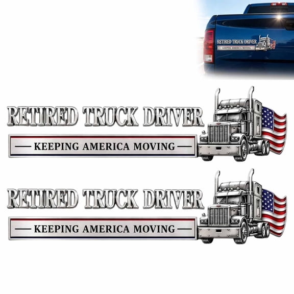 Retired Truck Driver Car Emblem Badge, Universal Truck Driver Edition Emblem Car Decals, Adhesive 3D Metal Retirement Badge Emblem Sticker, Auto Metal Raised Letter Fender Sticker WWSOGQH