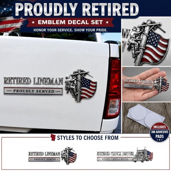 Retired Truck Driver Car Emblem Badge, Universal Truck Driver Edition Emblem Car Decals, Adhesive 3D Metal Retirement Badge Emblem Sticker, Letters Raised Metal Fenders Auto Sticker (A)
