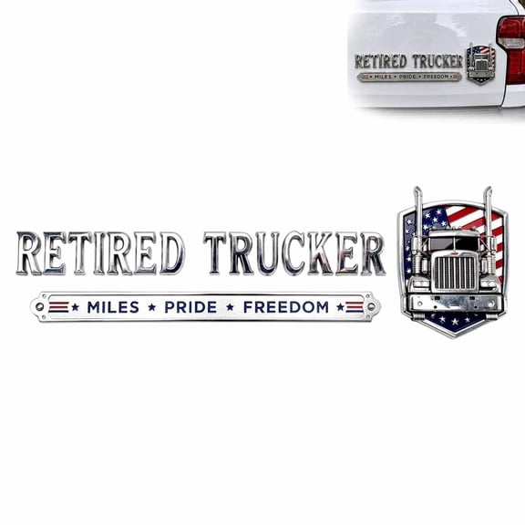 Retired Truck Driver Car Emblem Badge, Universal Truck Driver Edition Emblem Car Decals, Adhesive 3D Metal Retirement Badge Emblem Sticker, Letters Raised Metal Fenders Auto Sticker