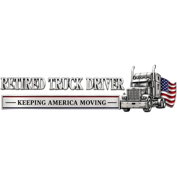 Retired Truck Driver Car Emblem Badge, Universal Truck Driver Edition Emblem Car Decals, Adhesive 3D Metal Retirement Badge Emblem Sticker, Letters Raised Metal Fenders Auto Sticker (1pcs)