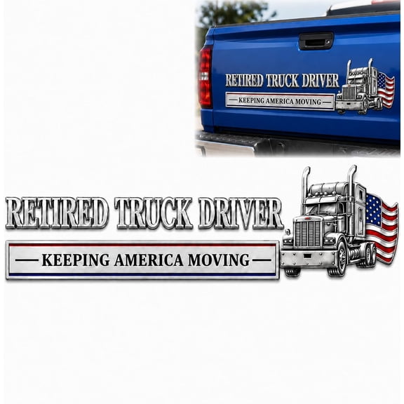 Retired Truck Driver Car Emblem Badge, Universal Truck Driver Edition Emblem Car Decals, Adhesive 3D Metal Retirement Badge Emblem Sticker, Letters Raised Metal Fenders Auto Sticker (1pc)