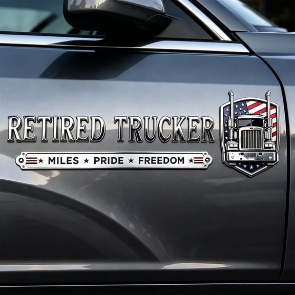 Retired Truck Driver Car Emblem Badge, Universal Truck Driver Edition Emblem Car Decals, Adhesive 3D Metal Retirement Badge Emblem Sticker, Letters Raised Metal Fenders Auto Sticker 1pc