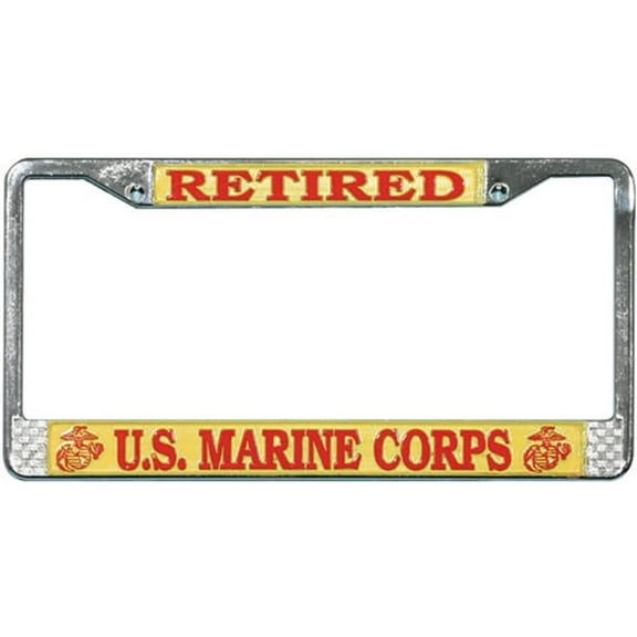 Retired U.S. Marine Corps Chrome License Plate Frame Official Licensed