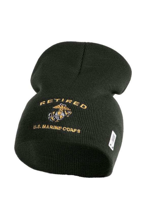 Retired US Marine Corps Embroidered 8" Beanie - Graphite OSFM