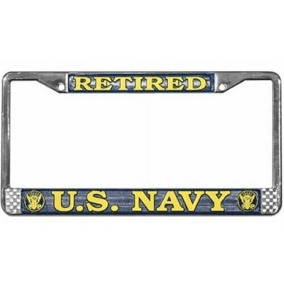 Retired United States Navy Chrome License Plate Frame Official Licensed