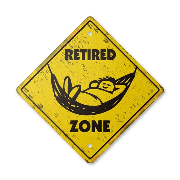 Retired Vintage Crossing Sign Zone Xing | Indoor/Outdoor Plastic | 17" Tall rustic things to do golf retirement who cares why