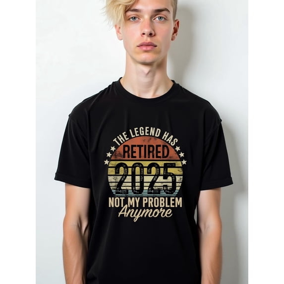 Greenink Retirement 2025 Legend Men's comfort colors tshirt black 2026 short Weekend casual wear Hip-hop streetwear Fashion Unisex Shirt Short Sleeve tshirts