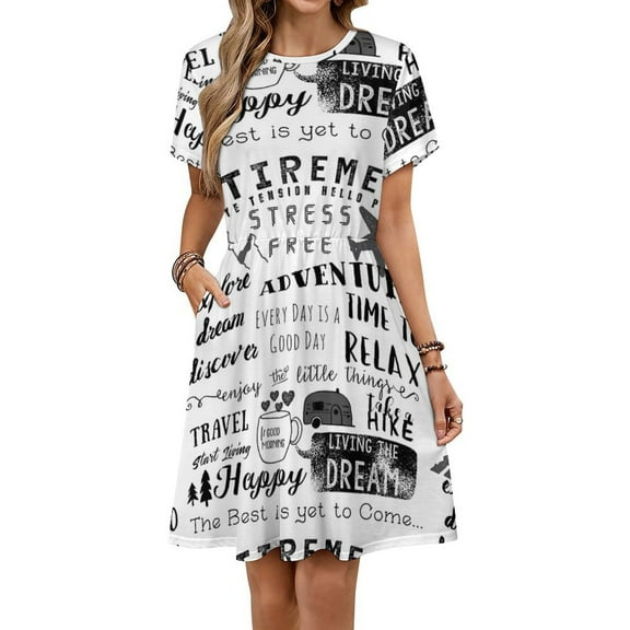 Retirement Apparel Short Sleeve Dress Women Summer Evening Dresses Ladies Sundress