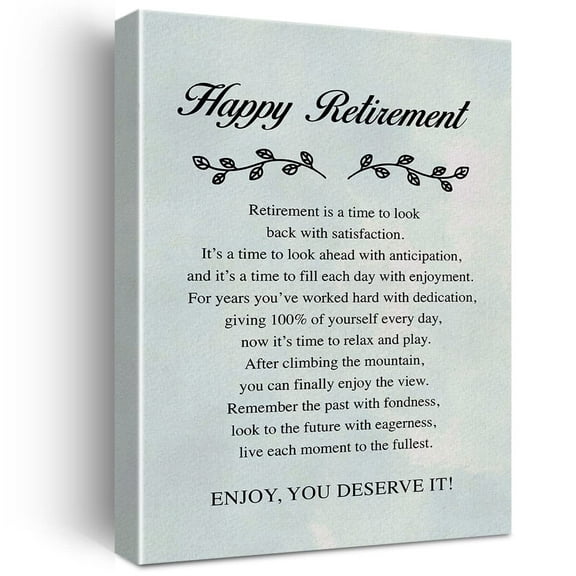 Retirement Appreciation Wall Art poster Gift Retirement is a Time to Look Back Canvas Inspirational Quote Painting for Home Wall