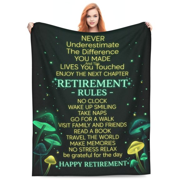 Retirement Blanket Gift, Happy Retirement Throw Blanket for Women Men, Retirement Party Decor and Gift for Coworker Teacher Nurse Mom, Cozy Home Blanket 50x40
