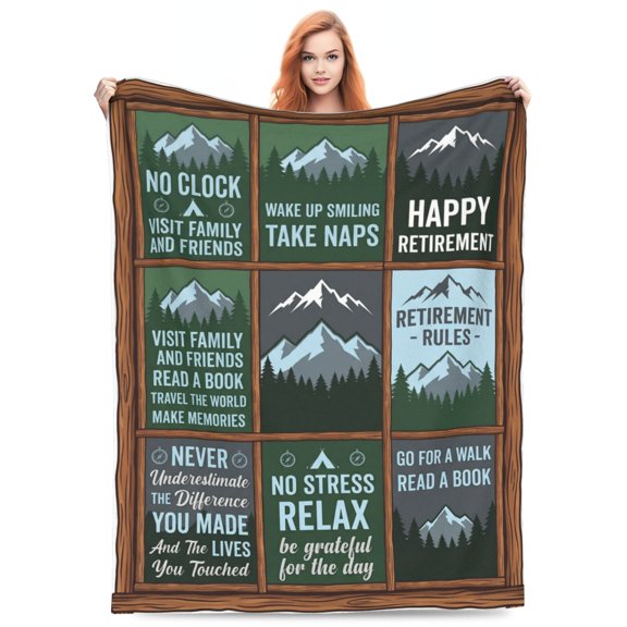 Retirement Blanket Gift, Happy Retirement Throw Blanket for Women Men, Retirement Party Decor and Gift for Coworker Teacher Nurse Mom, Cozy Home Blanket 50x40