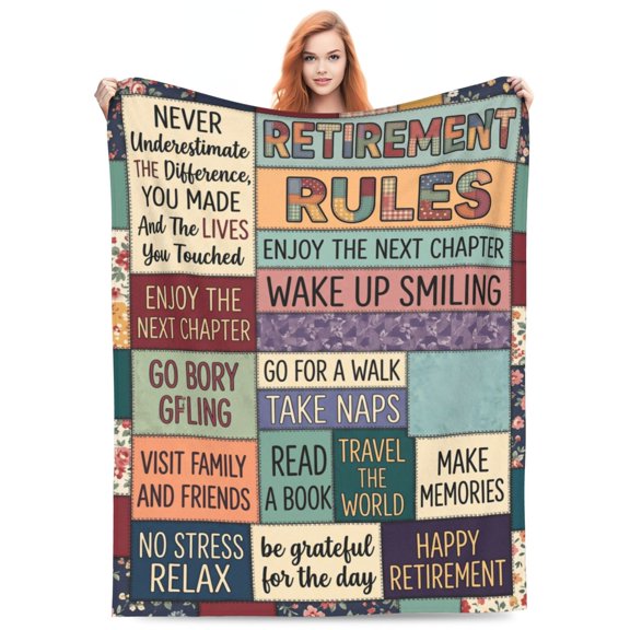 Retirement Blanket Gift, Happy Retirement Throw Blanket for Women Men, Retirement Party Decor and Gift for Coworker Teacher Nurse Mom, Cozy Home Blanket 50x40