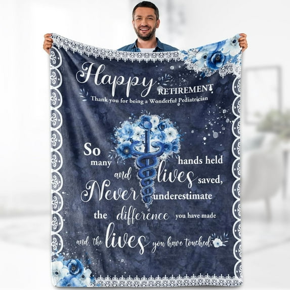 Retirement Blanket Gifts for Women Men - Coworker Farewell Leaving Best Retired Ideas Gift for Mom Dad Nurses Doctors Teacher Throw Warm Lightweight Cozy Fuzzy Flannel Blankets 50"x60"