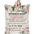 thumbnail image 1 of Retirement Blanket Gifts for Women Men, Farewell Gifts Going Away Gift, Soft Retirement Rules Throw Blanket Goodbye Gifts for Coworkers Teacher Nurses Retired Friends Leaving Gift Blanket, 1 of 7
