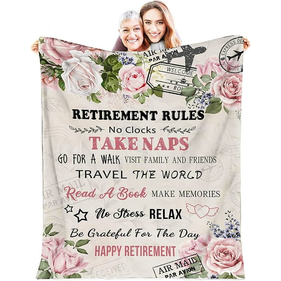 Retirement Blanket Gifts for Women Men, Farewell Gifts Going Away Gift, Soft Retirement Rules Throw Blanket Goodbye Gifts for Coworkers Teacher Nurses Retired Friends Leaving Gift Blanket