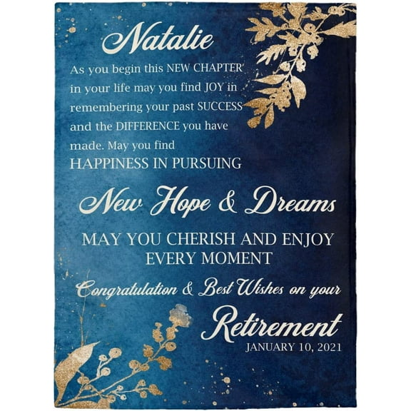 Retirement Blanket Personalized Happy Retirement Gifts for Women Men Soft Throw Blanket Best Retirement Gifts for Mom Dad Grandma Grandpa Boss Coworkers Friends Farewell Gifts Retire Party Gifts AA5