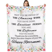 Retirement Blanket -Retirement Gifts for Women 2022 - White Throw Blankets - Cozy Soft Floral Retirement Plush Blanket for Mom, Coworker,Boss -Happy Retirement Decorations 50x60 inch-Sofa Blanket