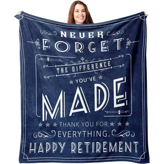 Retirement Blanket for Women Men Teacher Happy Retirement Gifts Flannel Throw Blanket 60“*50"