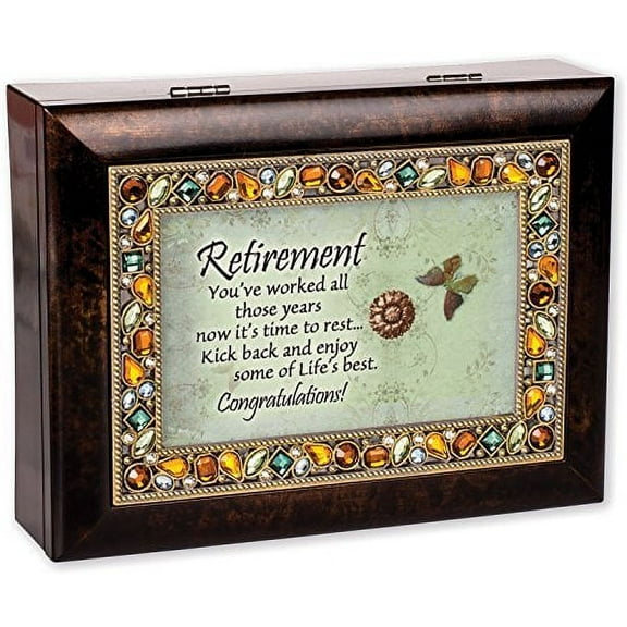 Retirement You Worked All Those Years Amber Earth Tone Jewelry Music Box Plays Wonderful World