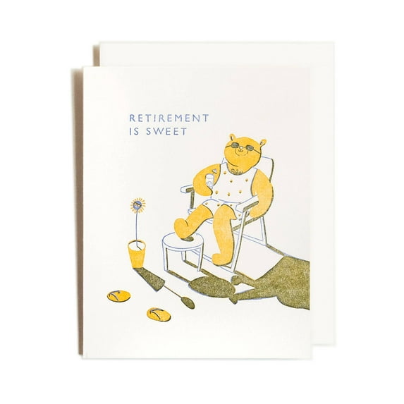 Retirement Card - "Retirement is Sweet" - Fun Bear Design - Blank Inside - Perfect for Celebrating New Beginnings and Milestones