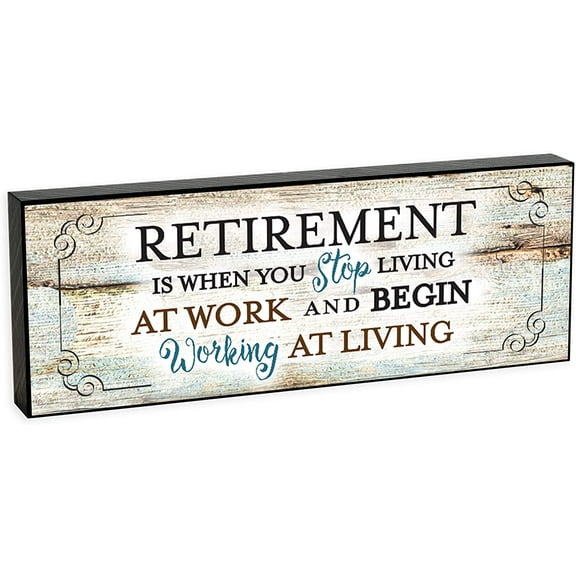 Retirement Congratulations 8 x 3 Wood Double Sided Table Top Sign Plaque