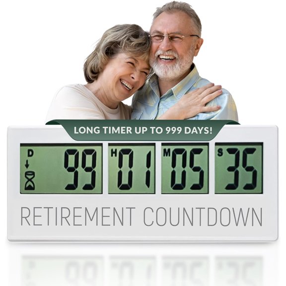 Retirement Countdown Clock - Up to 999 Days LCD Digital Timer - Easy to Set and Read Retirement Countdown Timer - Large Display Timers - Reusable for Wedding, Pregnancy Count Down & More
