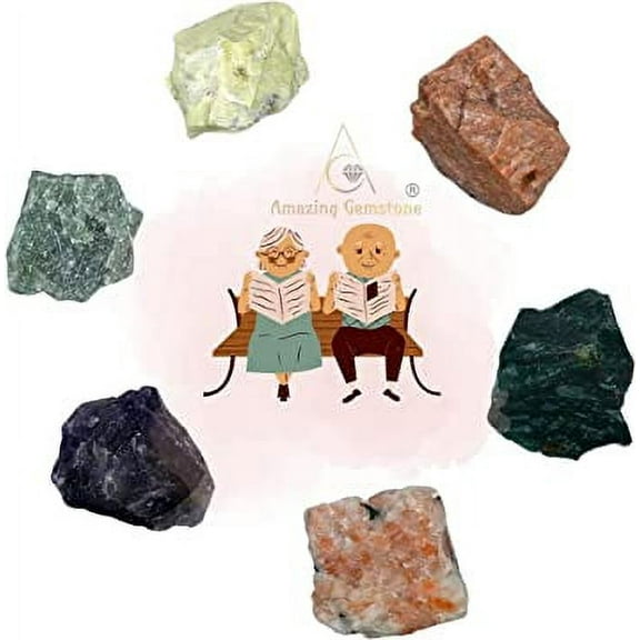 Retirement Crystal Stone Set - Amethyst Green Aventurine Sunstone Serpentine Moss Agate Peach Moonstone