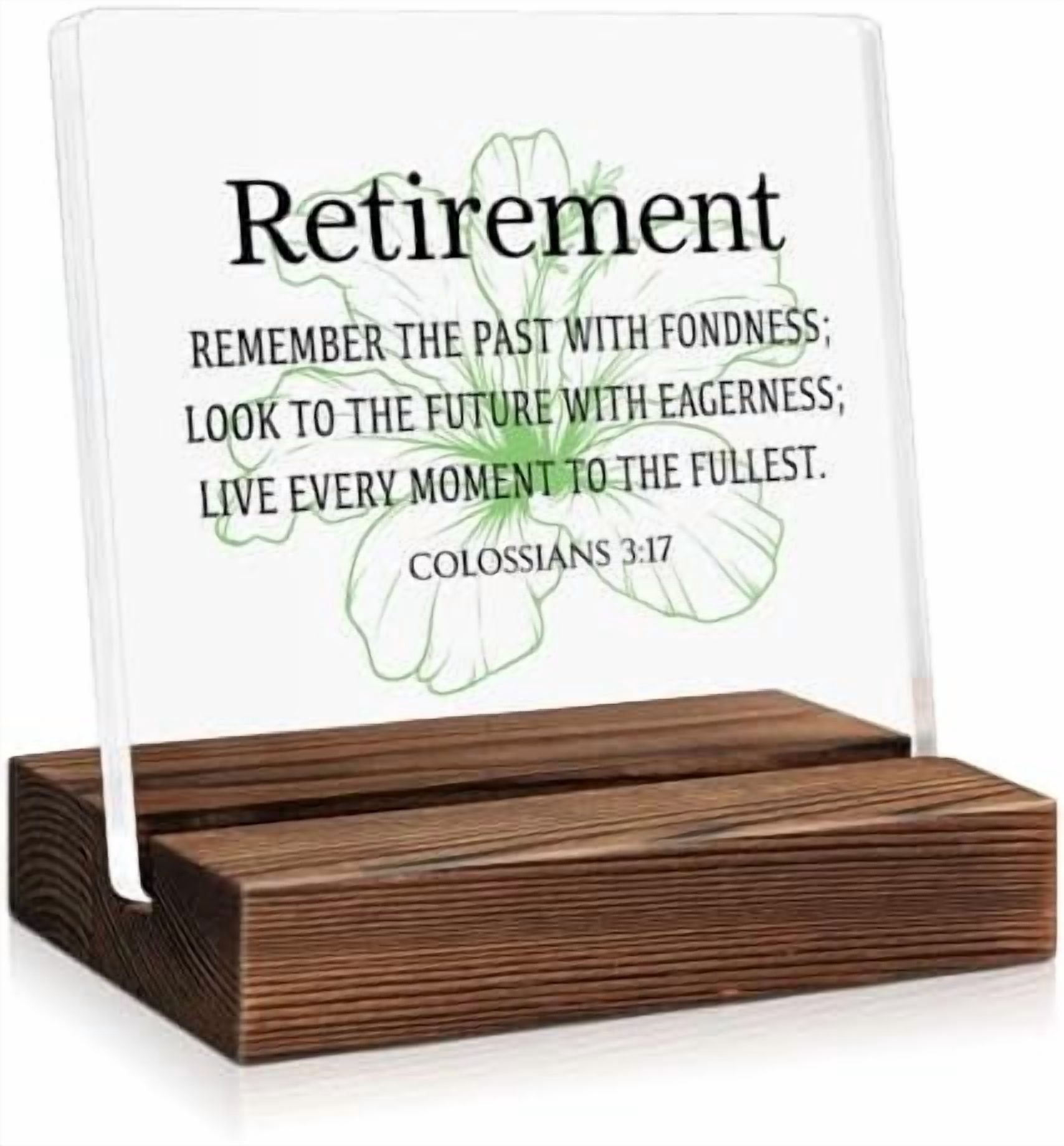 Retirement Definition Floral Acrylic Sign with Wooden Stand, Colossians ...