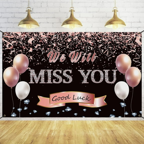 Retirement Farewell Party Decorations,Rose Gold We Will Miss You Sign Banner Backdrop Goodbye Party Decorations,Going Away Party Retirement Party Bye Office Work Graduation Party Decorations