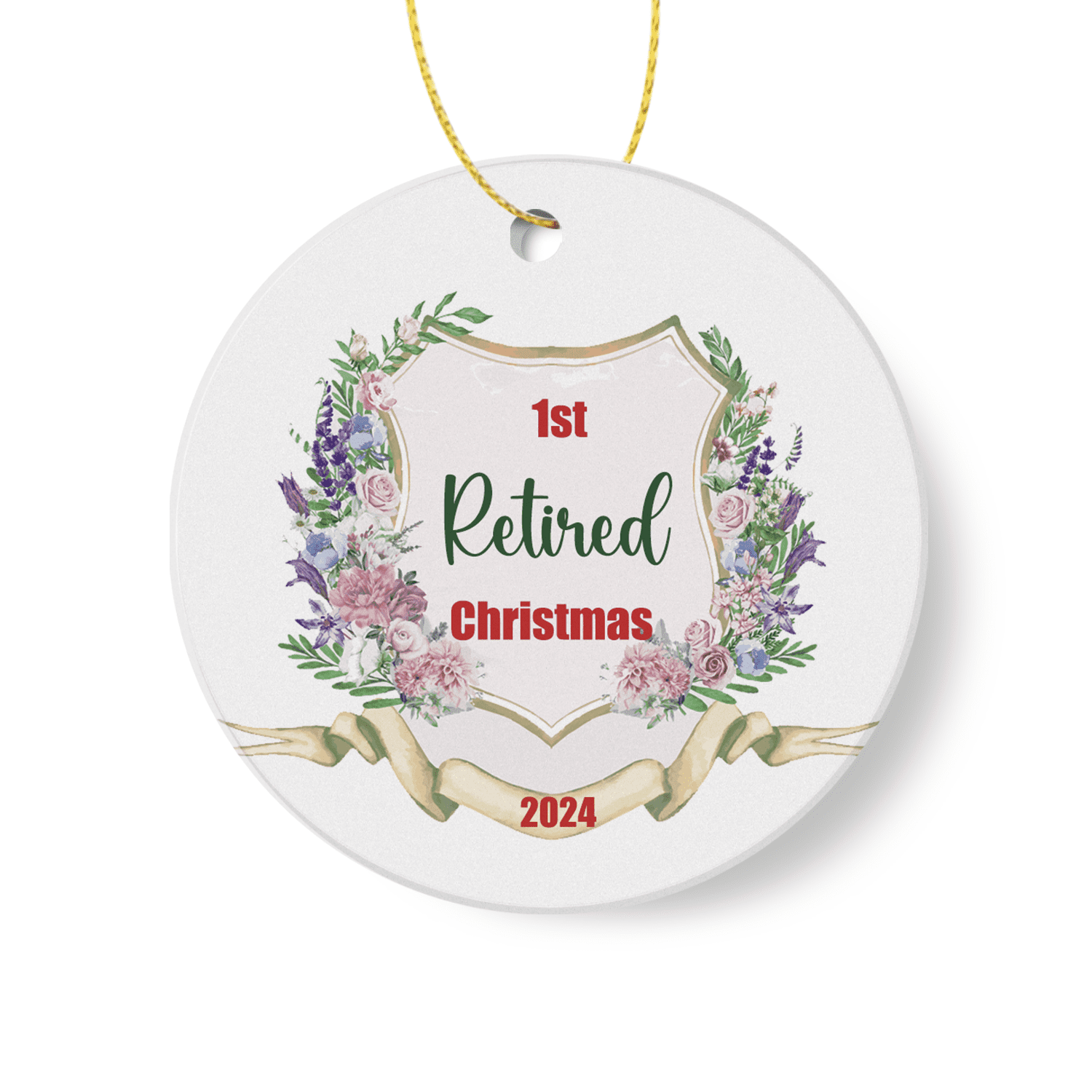 First Christmas 2024 Ornament - 3 Inch Ceramic Keepsake, Double-Sided Print, Perfect Retirement/Job/Christmas Gift & Tree Decoration