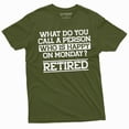 thumbnail image 1 of Retirement Gift Funny T-shirt Happy on Monday retiree humorous gift idea retired tshirt (Small Military Green), 1 of 7