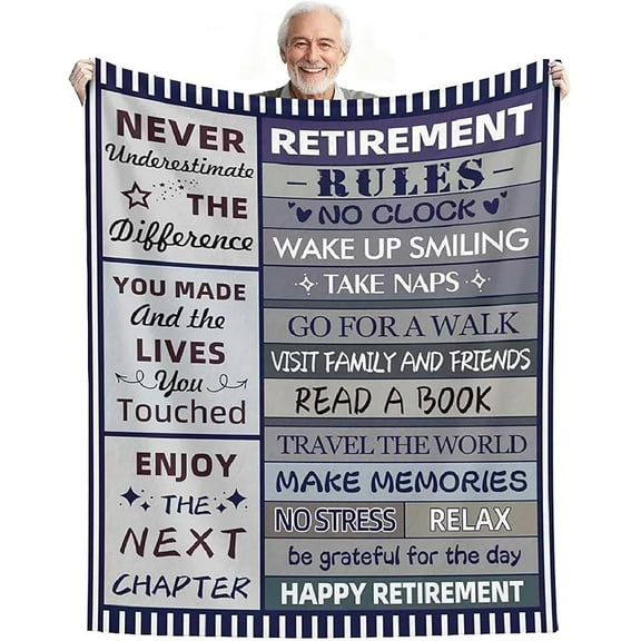 Retirement Gift for Men, Best Gifts for Retirement Men, Happy Retirement Gifts Ideas, Funny Farewell Presents for Coworker/Teacher/Dad, Retirement Party Decorations Blanket 50"X60" (Blue, 60"x80")