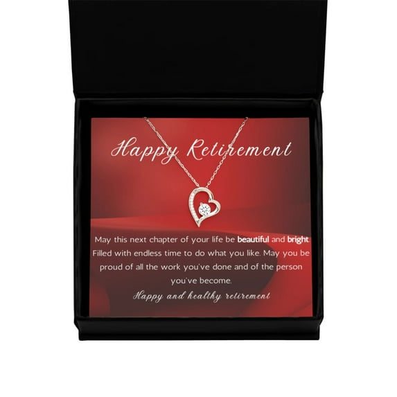 Retirement Gift Necklace, Solitaire Crystal Necklace, Retirement Party Gift Necklace, For Women, Happy Retirement Gift Jewelry