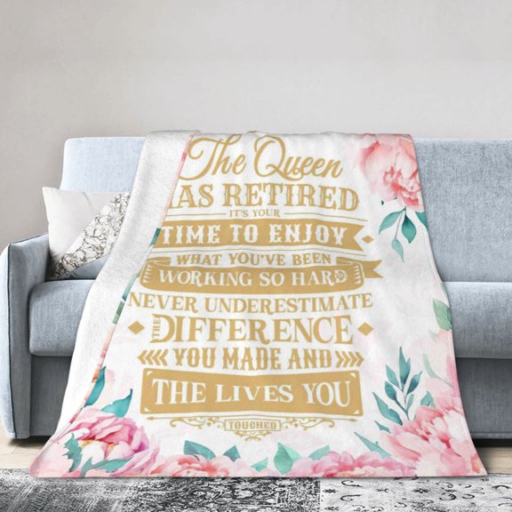 Retirement Gift for Woman, Best Retirement Gifts for Woman, Retirement Blanket, Happy Retirement, Happy Retirement Gifts for Women, White Flannel Throw Blanket 50x40