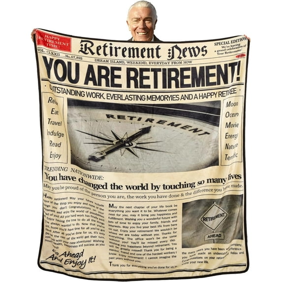 Retirement Gift for Woman & Man, Newspaper Throw Blanket Gift, Farewell Gifts for Coworkers, Going Away Gift, Goodbye Gifts for Coworkers, Coworker Leaving Gift Blanket (60"x50",Newspaper)