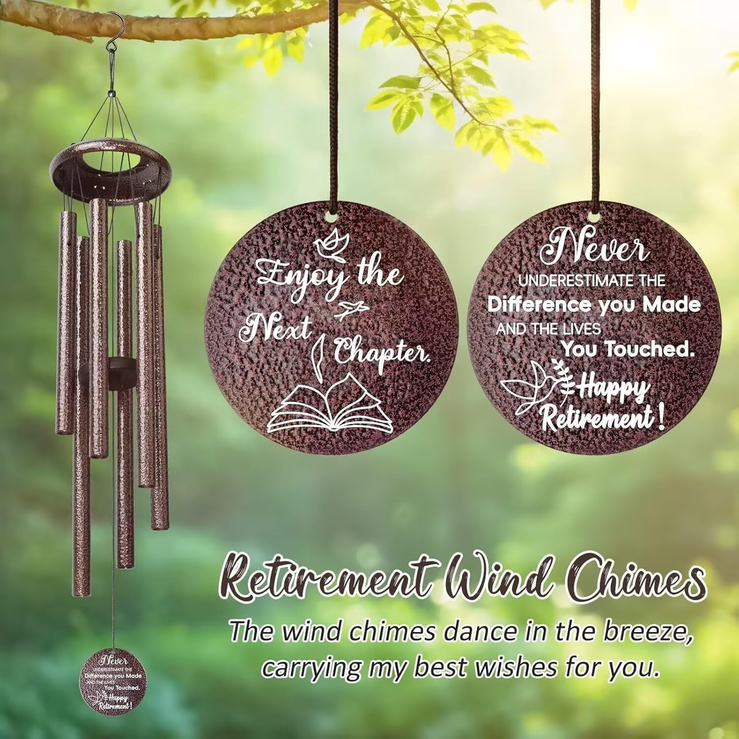 Retirement Gift for Woman Men, Wind Chimes Retired Gifts, Happy Retirement Gifts for Women, Coworker, Boss, Teacher, Nurses, Friends, Going Away Farewell Gift Ideas Retirement Decorations