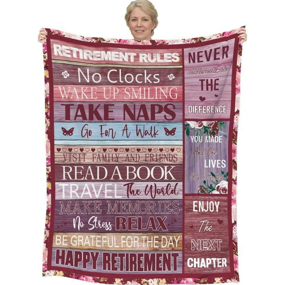 Retirement Gift for Woman, Retirement Blanket, Teacher Retirement Gifts for Women 2025, Best Happy Retirement Gifts, for Retired Women (Pink, 60x50in)
