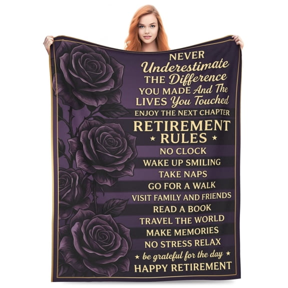 Retirement Gift for Woman, Retirement Gifts for Women Men, Happy Retirement Gifts for Women Mom Teacher Nurse Coworker Retirees, Happy Retirement Party Decorations, Retirement Blanket 50x40