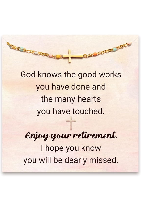 Retirement Gift for Woman, Retired Gifts for Teacher Nurse and Coworker, Retirement Bracelet, Cross Bracelet, Christian Jewelry