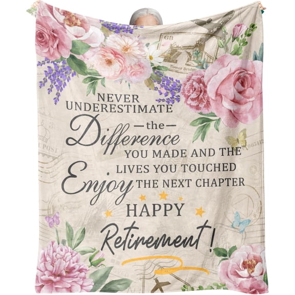 Retirement Gift for Woman, Retirement Blanket for Women/Men, Farewell Gifts for Coworkers, Going Away Goodbye Merch for Mom Grandma Throws Blankets
