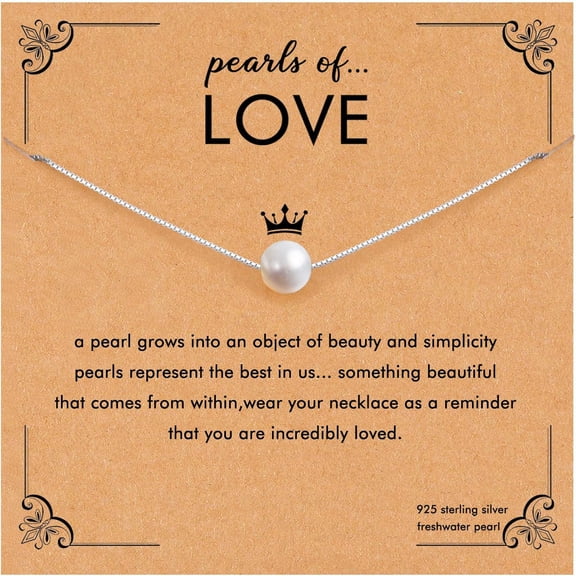 Retirement Gift for Woman S925 Sterling Silver Freshwater Pearl Necklace Happy Retirement Gifts with Card