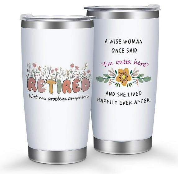 Retirement Gift for Women "Not My Problem Anymore" 20oz Stainless Steel Tumbler, Ideal Farewell Gift for Coworkers, Mom, Wife, Grandma, Sister, Boss