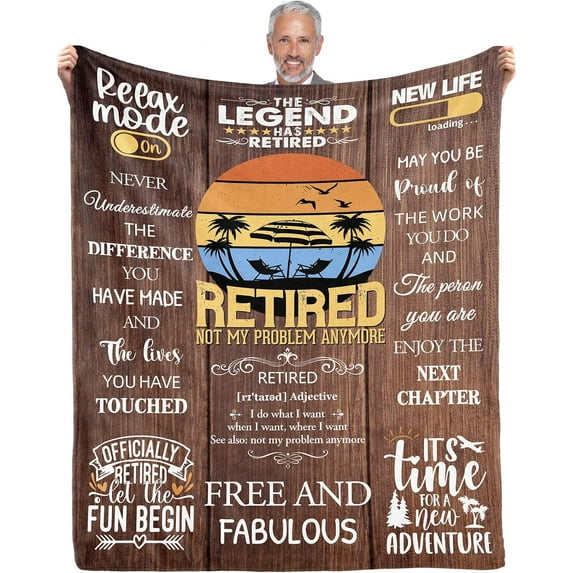 Retirement Gifts for Men 2025, Happy Retirement Gifts Blanket 50"x60", Funny Retirement Gifts for Men, Best Retired Gifts for Coworker, Cool Retirement Decorations Men